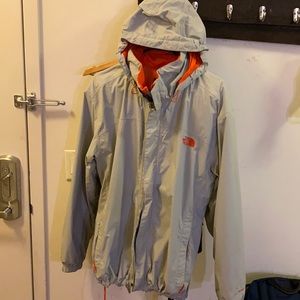 North Face Raincoat jacket Orange grey Large